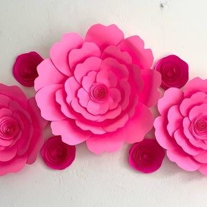 Barbiecore giant paper flowers wall decor